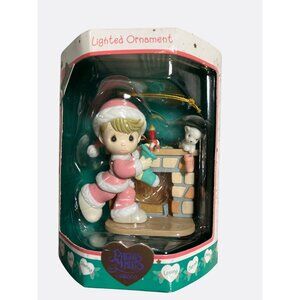 Precious Moments Lighted Ornament By Enesco Girl by Fireplace